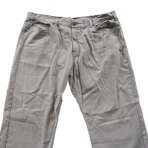 Schmidt Mens Cotton Beige Denim Straight Leg Jeans Tag 46x30 Hemmed to 45x23